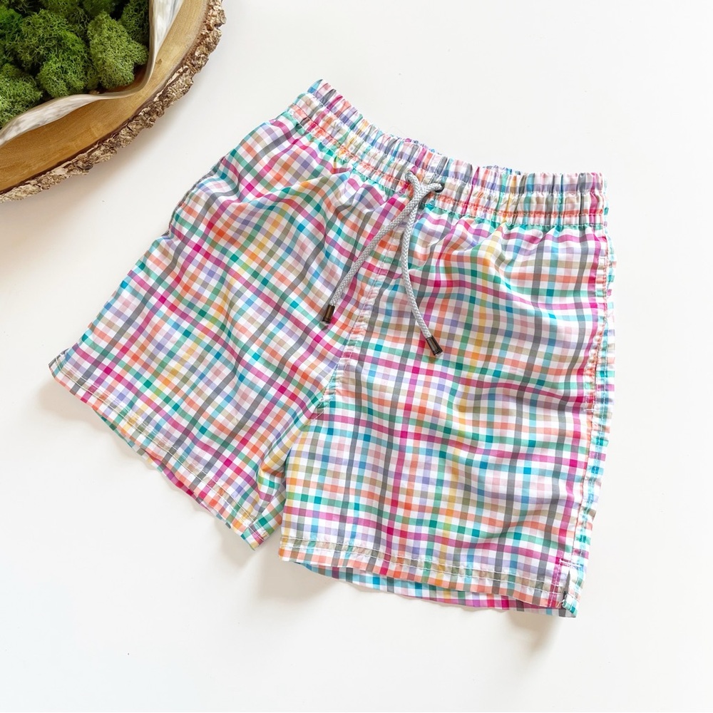 Kiwi Saint Tropez Pastel Plaid Swim Trunks | Size 12